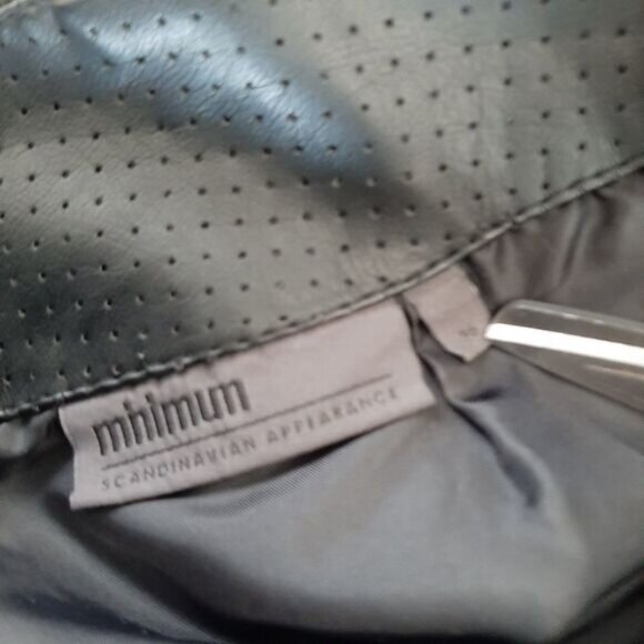 MINIMUM \ Micro Dot Pencil Mini Skirt Vegan Faux Leather Black Sz S - Picture 9 of 11